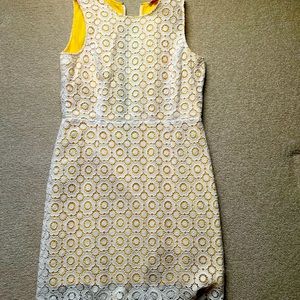 Brooks Brothers Red Fleece cream and yellow Eyelet shift dress. Size 12